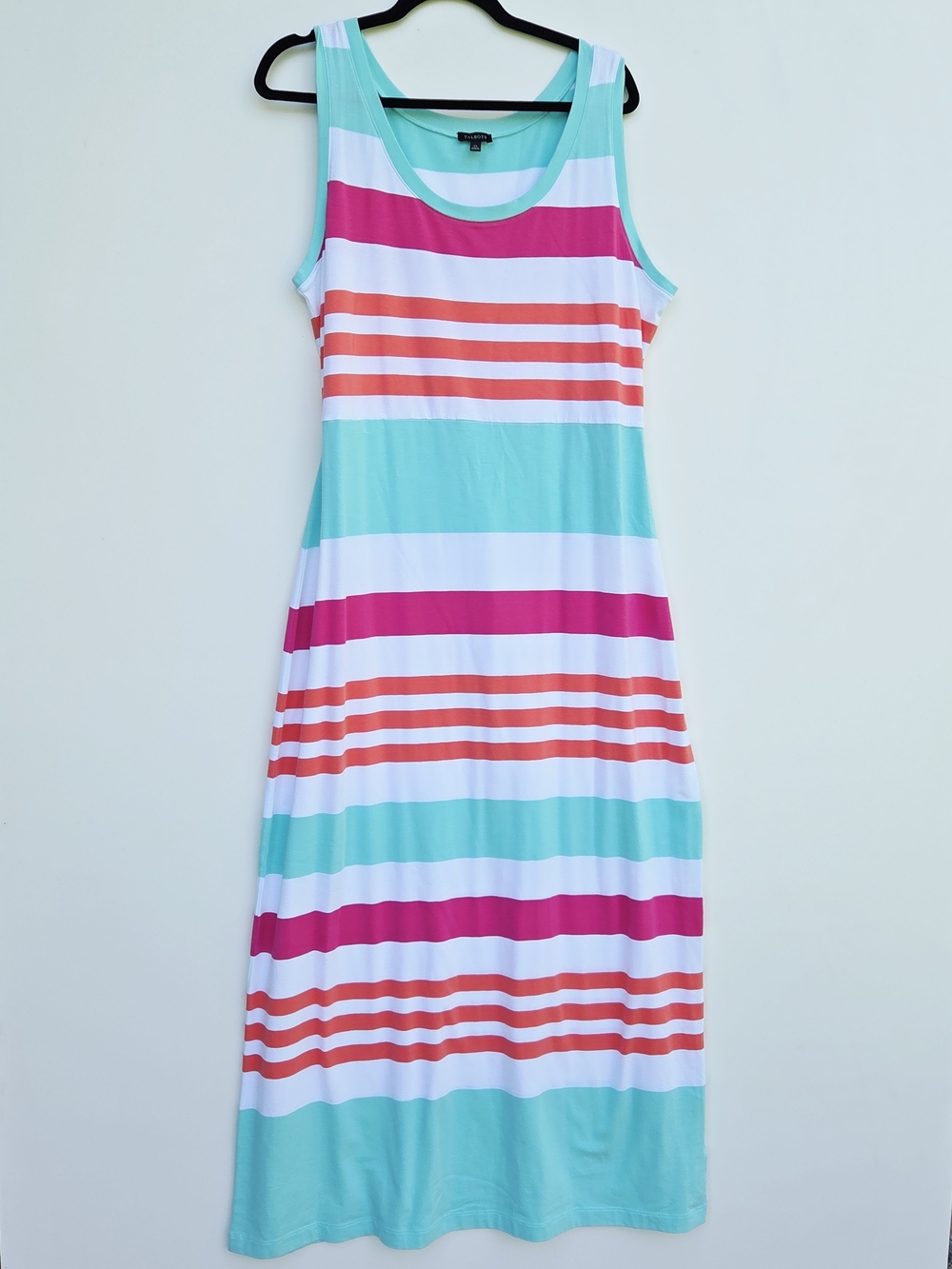 Talbots Women’s Striped Jersey Sleeveless Belted Maxi Dress Size-XL